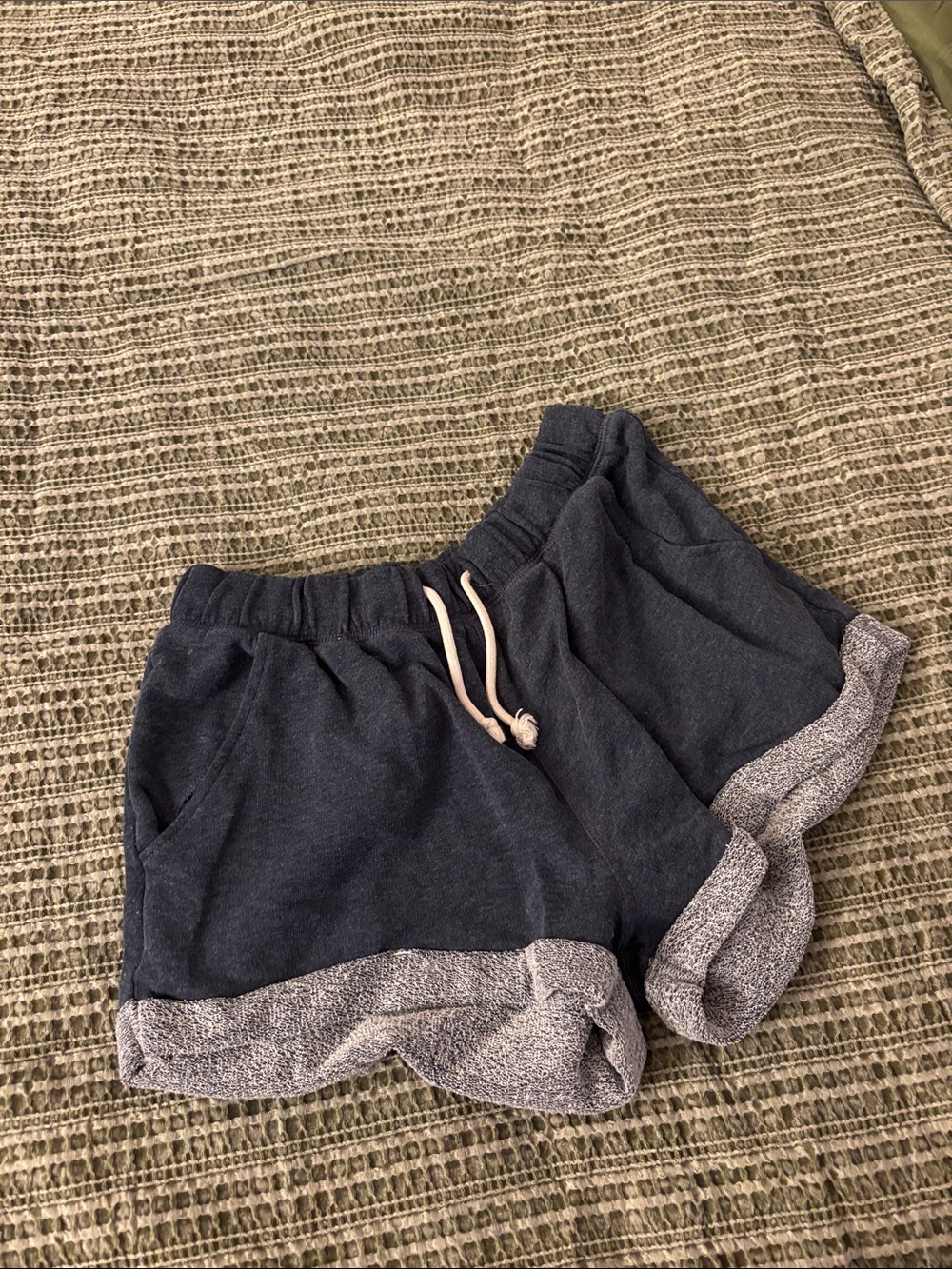 H&M Dark Navy Blue Athletic Shorts with Light Gray Trim